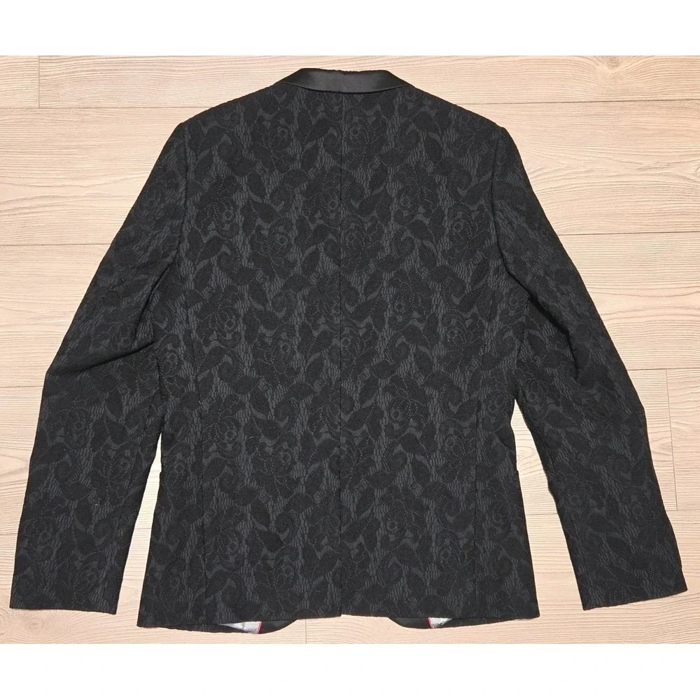 Twisted Tailor Suit Jacket Blazer Floral Mens Size 40 R Serde‎ Grey / Black